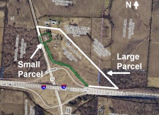 31 Acres @ I-70 & OH-13 in 2 tracts with buildings & cell tower
