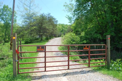 Red gate at Webb Rd. leading to property